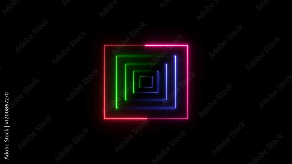 abstract neon rectangle and circle icon animation background. abstract neon rectangle and circle icon animation background.