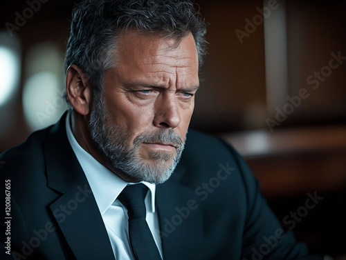 A man in a suit and tie looking at the camera photo