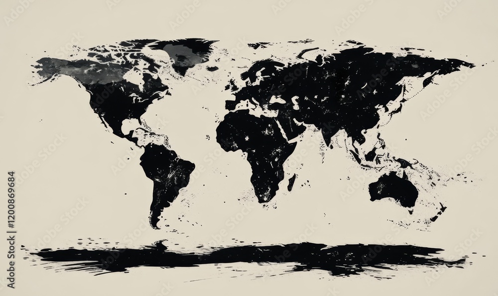 Fototapeta premium Watercolor World Map, Generative AI