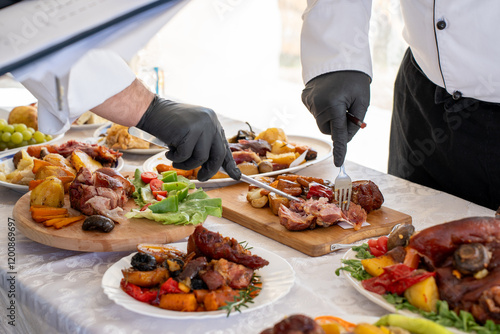 Foto cooking competition and judging meat