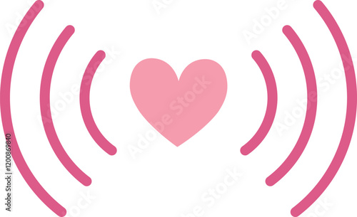Pink Heart with Signal Waves Vector Graphic