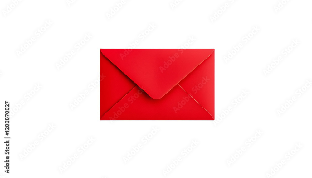 Bright red envelope isolated on transparent background, perfect for letters and greetings, png, cutout