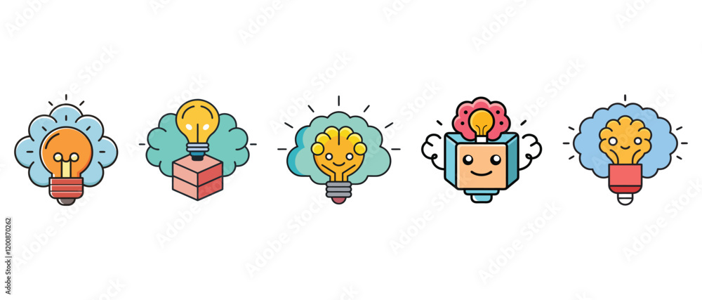 Creative Lightbulb Concepts and Innovation Icon Set Creative Lightbulb Concepts and Innovation Icon Set