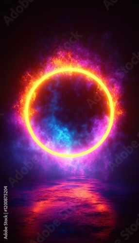 Neon Circle in the Dark