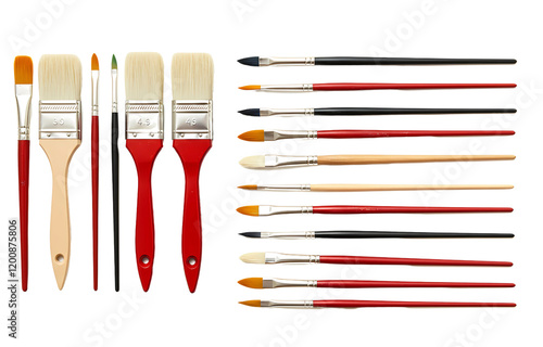 Colorful Paint Brush Set PNG - Isolated Art Tools on Transparent Background for Creativity Projects photo