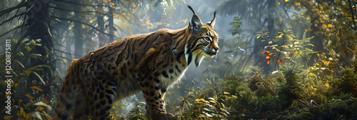 Majestic Lynx in Serene Forest Habitat - An Epitome of Wild Beauty and Poise photo