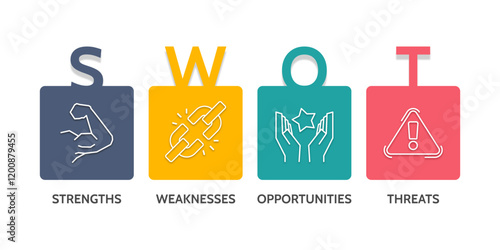 Infographic design template with SWOT analysis concept. Presentation, Data, Plan, Report and Strategy. Vector illustration.