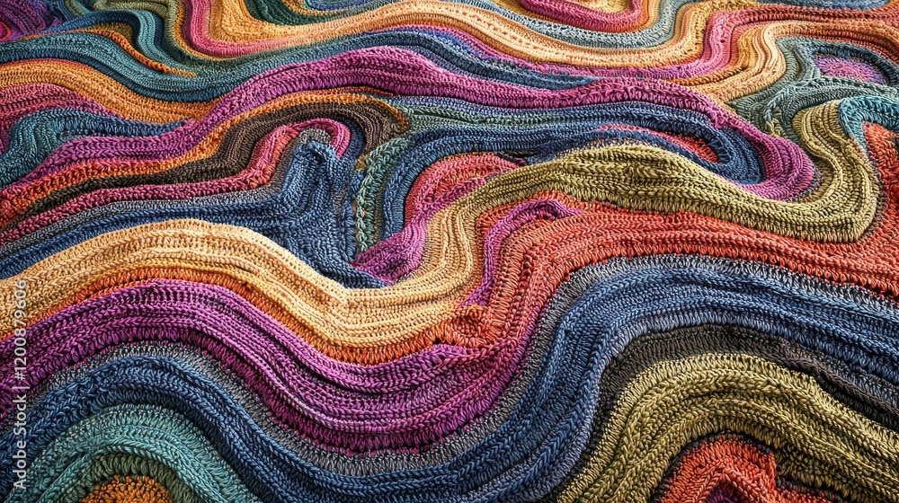 Colorful Knit Fabric Waves, Abstract Background Texture Colorful Knit Fabric Waves, Abstract Background Texture