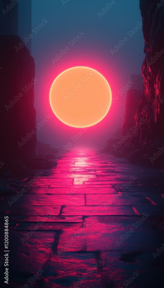 Fototapeta premium Neon Pink Pathway to the Sun