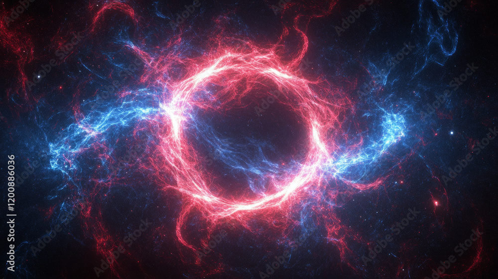 Fototapeta premium Red and blue abstract cosmic energy swirl