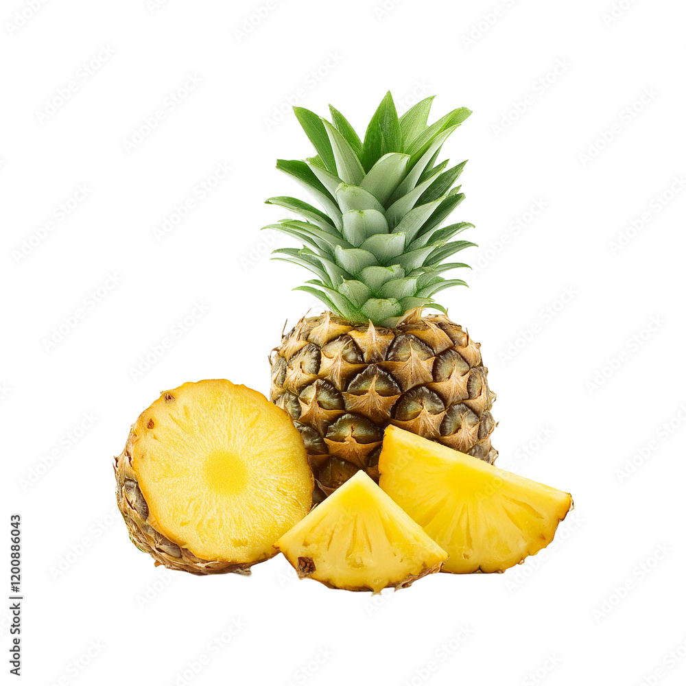 Pineapple with slice on transparent background Pineapple with slice on transparent background