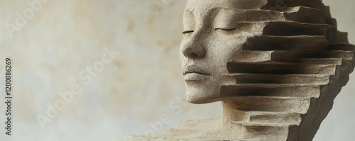 Wallpaper Mural Conceptual fragmented sculpture in clay, showcasing handmade grooves and raw imperfections, neutral earthy backdrop Torontodigital.ca