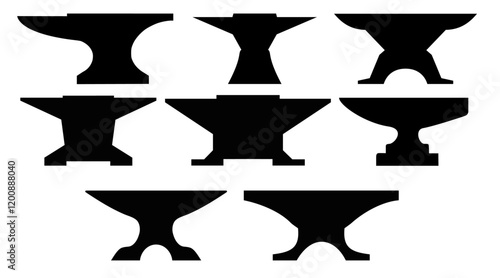 Anvil Silhouette Vector Drawing Symbols