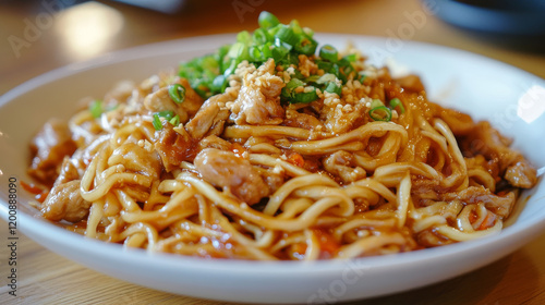 Chinese food and Asian cuisine menu cover with noodles and chicken or pork, vector poster. Chinese restaurant traditional lunch and dinner food, Sichuan pork with chicken rolls and battered lamb