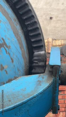 Wallpaper Mural Close Up Shot Of Gears Driving A Portable Cement Mixer, Industrial Construction Machinery. Torontodigital.ca