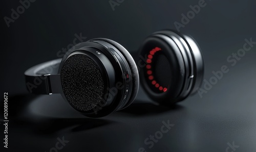 Digital close-up of headphones for music streaming