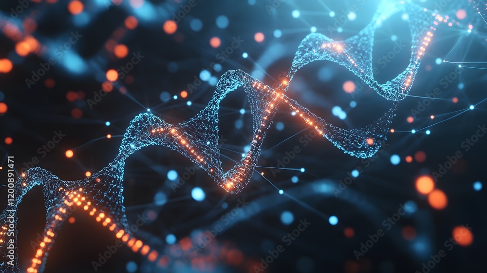 Abstract Digital DNA Helix Network Structure Abstract Digital DNA Helix Network Structure
