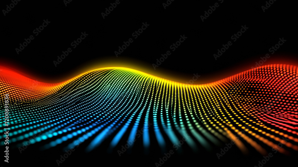 Colorful abstract wave pattern with glowing dots Colorful abstract wave pattern with glowing dots