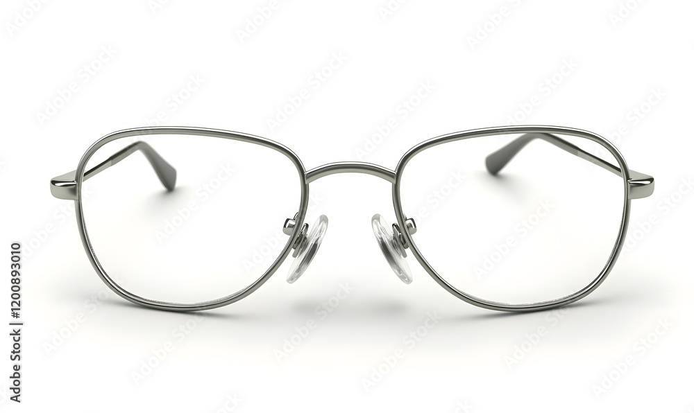 Silver metal frame eyeglasses isolated on white. Silver metal frame eyeglasses isolated on white.