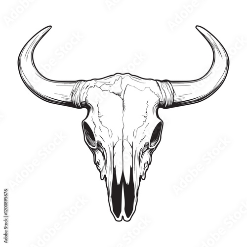 Bold Longhorn Cow Skull Vector Design Elements
