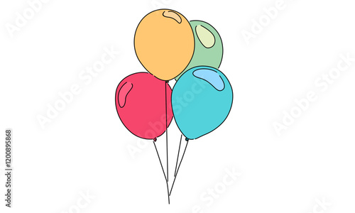 line art color of balloon illustration