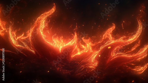 Wallpaper Mural Cartoon fire flames, bonfire, fire, isolated vector campfire or torch burning blaze. Glowing shining flare borders with long waving tongues. Ignition stripes of fire flames Torontodigital.ca