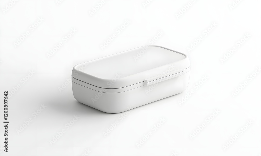 White rectangular plastic container with a lid, isolated on white background. White rectangular plastic container with a lid, isolated on white background.