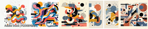 set of abstract expressionism vectors