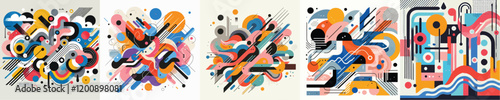 set of abstract expressionism vectors