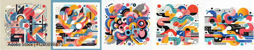 set of abstract expressionism vectors