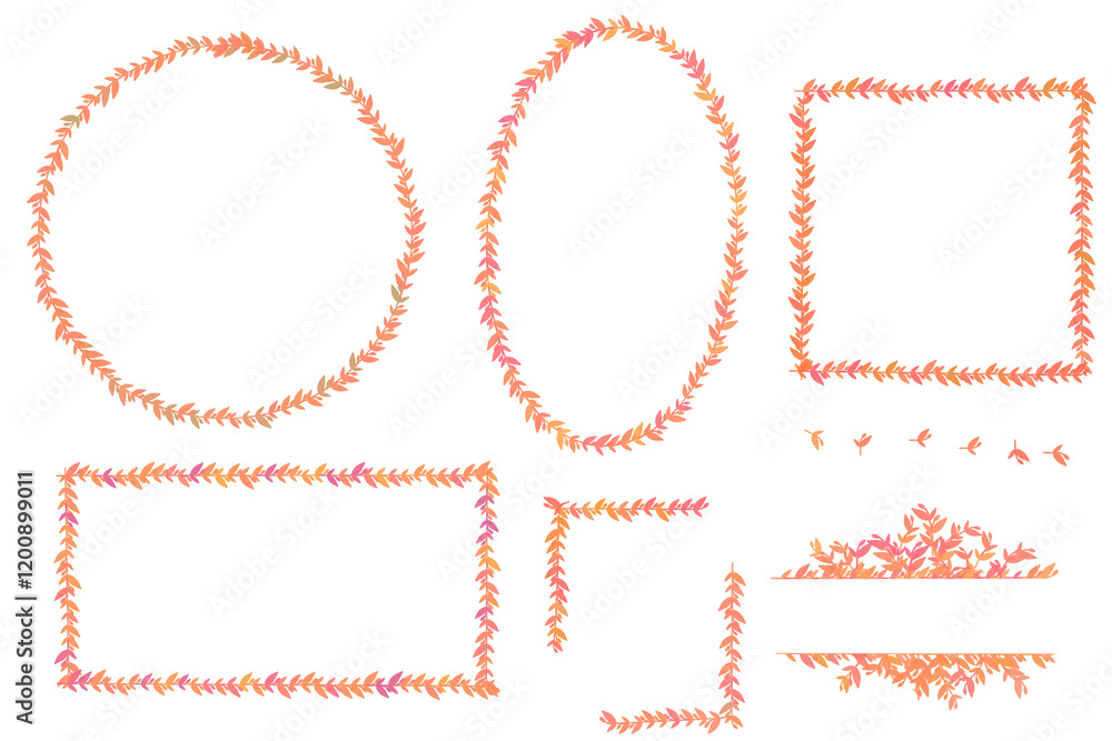 Set of New year, Christmas doodle hand drawn pattern brushes and green wreath frames Set of New year, Christmas doodle hand drawn pattern brushes and green wreath frames