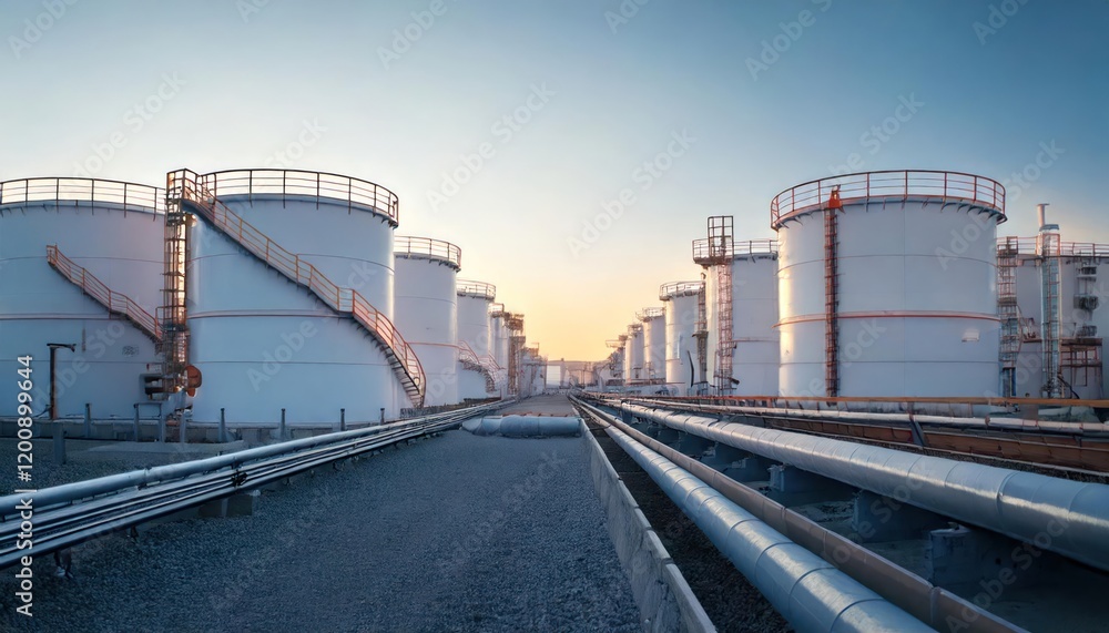 Obraz premium Oil storage tanks and pipelines 