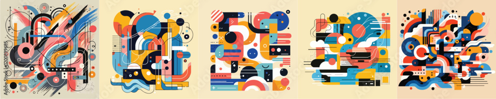 set of abstract expressionism vectors set of abstract expressionism vectors