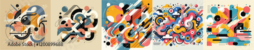 set of abstract expressionism vectors