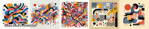 set of abstract expressionism vectors