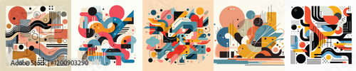 set of abstract expressionism vectors