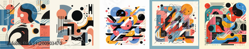 set of abstract expressionism vectors