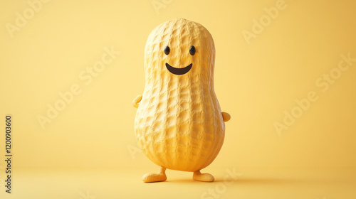 Happy cartoon peanut or ground nut in shell with a second variant without a face photo