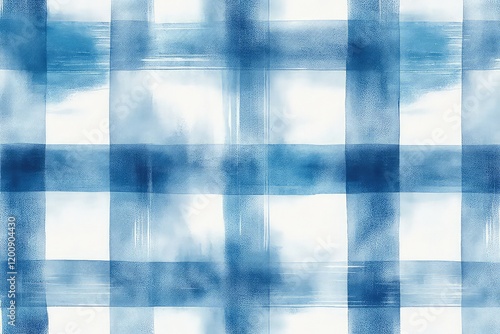 Wallpaper Mural . A minimalist plaid pattern in watercolor brush style, with soft blue lines forming a seamless design. Torontodigital.ca