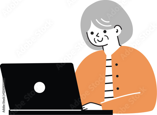 パソコンを操作するシニア女性