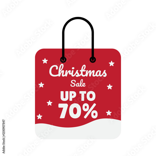Christmas Sale Banner Up To 70% Shopping Bag Illustration