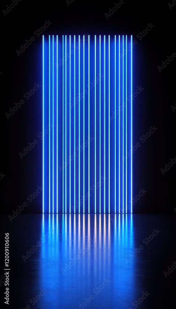 Fototapeta premium Neon Blue Light Vertical Lines