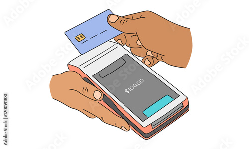 line art color of payment card machine