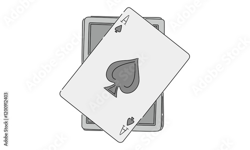 line art color of ace of spade card illustration