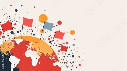 Illustration of a world united under banners of non-proliferation photo