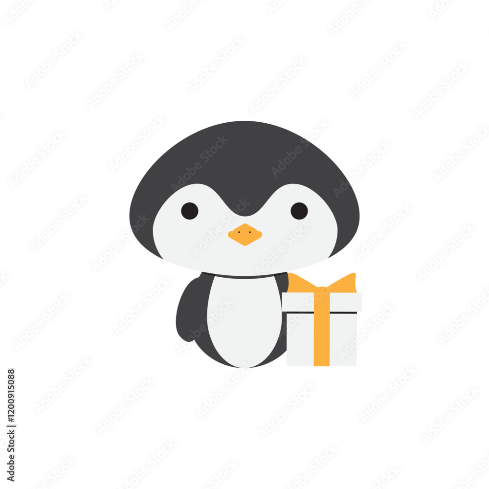 Fototapeta premium Penguin Birthday Cartoon