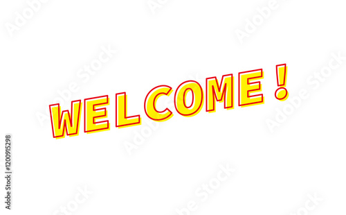 WELCOME!（ようこそ！）の文字の、よく目立つシンプルなロゴマーク
