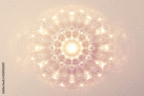 A circular mandala with glowing accents and pastel tones, ideal for holistic or wellness branding. photo