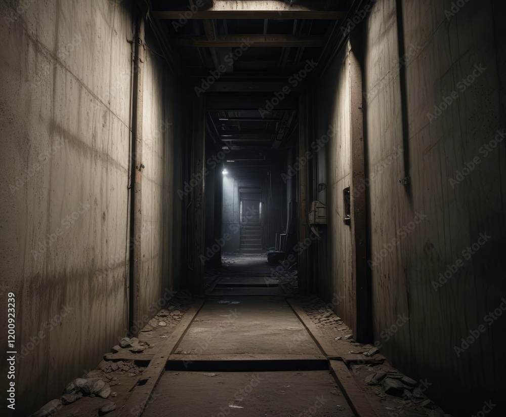 Abandoned lift shaft with faint whispers echoing through the empty space, whispers, void Abandoned lift shaft with faint whispers echoing through the empty space, whispers, void