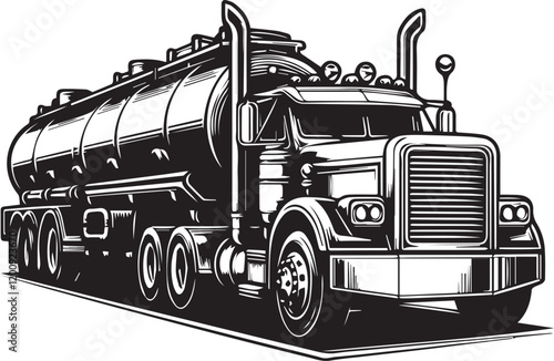 Tanker Truck Detailed Vector Clipart silhouette vector